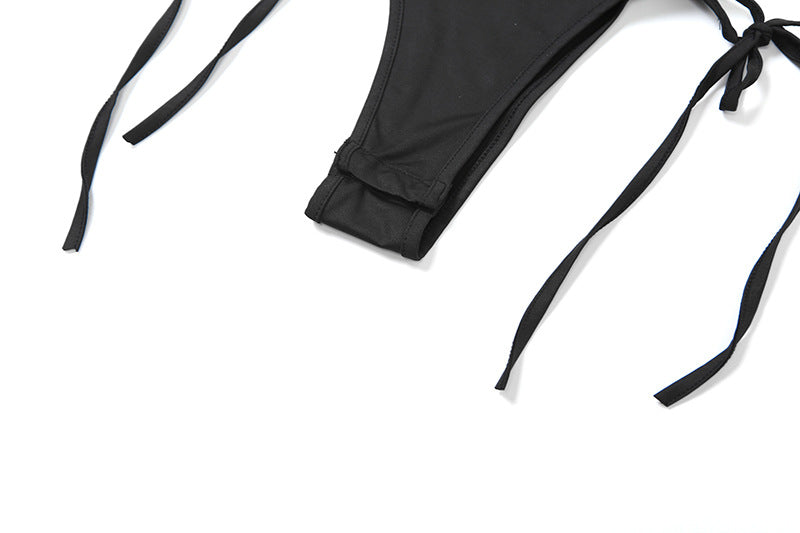 Sexy Halter Backless Inner Vest Low Waist Solid Color Camisole Briefs Suit